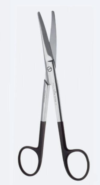 Ножиці, хірургічні, "Mayo", "Supercut", дисекційні, вигнуті, тупокінцеві, загальна довжина 140 мм, 5 1/2". Бренд - Asanus Medizintechnik Gmb, Німеччина